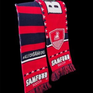 Samford University Red Multi Soccer “BULLDOGS” Team Scarf with Fringe Hem